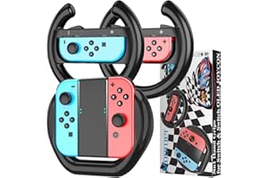 Mooroer Grip Lenkrad Kompatibel mit Nintendo Switch/Switch OLED Joy-Con Racing Lenkrad Switch/OLED Controller Griff Case Kit für Mario Kart 8 Deluxe,Schwarz