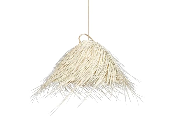 Bohome Living - Plafonnier de Chambre, Salon en Rotin, Luminaire à Franges, Fait main - Forme boule (S 45cm)