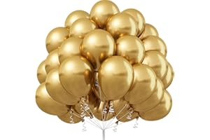 Jobkoo Gold Balloons 12 Inch, 50Pcs Metallic Gold Balloons Chrome Gold Metallic Balloon Golden Shiny Matte Gold Latex Balloons for Birthday Graduation Anniversary Baby Shower Wedding Party Decorations
