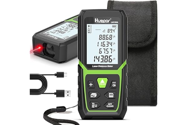 Télémètre Laser Numérique,120m Mètre Laser numérique,Mesure du théorème de Longueur/Zone/Volume/Théorème de Pythagore avec Rétroéclairage LCD, IP54
