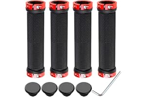 QitinDasen 2 Pares Premium Puños Bicicleta, Puños Manillar Antideslizante Ergonomicos, Empuñadura BMX, Puños MTB, Protector Manillar Bicicleta, para Mango de Diámetro 22mm (Rojo)