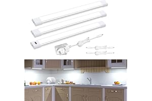 WOBANE Under Cupboard Kitchen Lights,Touchless Hand Wave Activated,Under Desk Light Bar,30cm Dimmable Panel,Super Bright Aluminum Light for Counter,Cabinet,Shelf,Closet,Workbench,White 6000K,3pack
