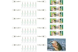 GODTKOWTY Blackfriday,6-Pack Pre-Tied Mackerel Fishing Rigs with 36 Hooks, Luminous Beads & Bionic Fly Lures for Pollock, Cod, Bass - Includes Swivel Snap,Cybermonday