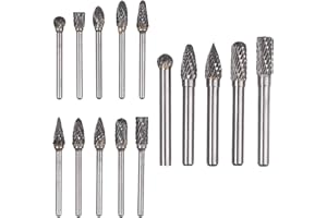 Kamtop Fraise Métal Rotative 15pcs Double Coupe en Carbure de Tungstène 6mm et 8mm de Tête pour Outils Rotatifs Dremel