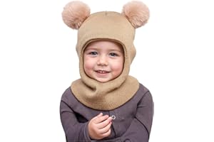 AYPOW Cappello Passamontagna Invernale Caldo per Bambini da 0.5 a 6 Anni, Set Berretto Sciarpa Maglia Termica Antivento Multifunzione per Bambine Bambini Neonati, Cappuccio Berretti Sciarpa Cappuccio