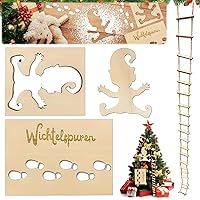 DADAPANGHU Wichtel Zubehör Set - Fußabdruck Schablonen & Strickleiter Für Weihnachtsdekoration