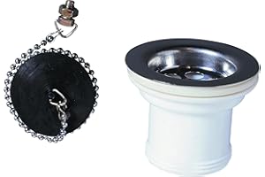 Wirquin 30723223 - Piletta per lavello da cucina, diametro 50 mm, con tappo senza troppopieno, bianco