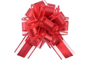 Lilbitty Lot de 5 nœuds pour cadeau - Grand nœud - Grand nœud - Pour décoration de voiture - Pour mariage, fête - Rouge