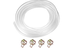 BAOBANG 8mm ID x 11mm OD 5 Metres Clear Flexible PVC Tubing, Water Air Pipe Hose Food Grade, Aquarium Pond Hose, Oil Hose Tube Tubing with 4 Pcs Hose Clamps Clips
