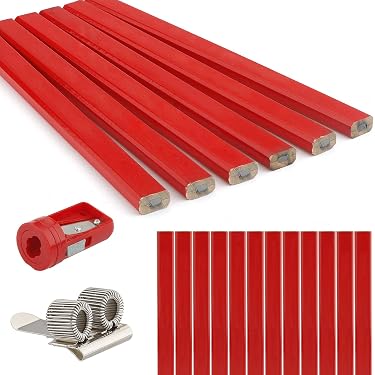 LOOR – Lot De 4 Taille-crayons Pour Crayons Plats, Plastique + Métal, 55 X 28 Mm, Rouge/jaune/bleu/noir, Pour Menuisier, étudiant
