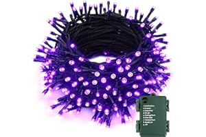PhilzOps Halloween Guirlande Lumineuse Violet, 20M 200 LED Lumières de Noël Exterieur à Piles 8 Modes Étanche Guirlandes Lumineuse pour Intérieur Extérieure Chambre Arbre Horreur Fête Maison Patio