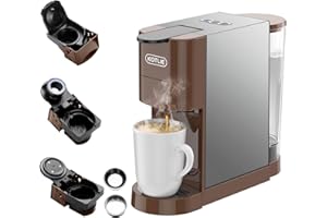 KOTLIE Máquina de café Heightening Espresso 4en1 para Nespresso Original/Dolce Gusto/Cápsulas molidas y cápsulas de café ESE,Cafeteras automáticas de 19 bares (Marron)
