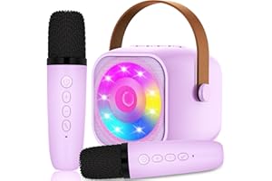 MICQUTR Karaoke 2 Microfonos, Karaoke Máquina para Niños y Micrófonos Inalámbricos, Altavoz Bluetooth Portátil para Adultos y Niñas, Regalo para Fiestas en Casa/Regalos/Juguetes