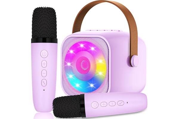 MicQutr Karaoke Enfant avec 2 Microphones, Microphone Karaoké sans Fil, Haut-Parleur Bluetooth avec Micro, Jouet de Machine Karaoké avec LED Lumière pour Enfant Adulte Fille Cadeau Chanter