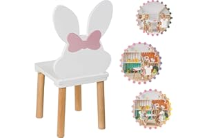‎PLAYPALS FURNITURE PlayPals Furniture kinderstuhl - holzstühle Kinder für EIN 2-7 Jahre, Toddler Chair - Kindersitzmöbel Stuhl, kindersessel kinderzimmer möbel Hase mit Schleife
