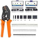 Glarks 486Pcs Wire Crimper Plier with Connector Set, SN-28B Ratchet Crimping Tool with 485Pcs 2.54mm 1 2 3 4 5 6 7 Pin Housin