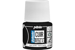Pebeo - Setacolor Cuero - Pintura acrílica para cuero y polipiel - Personalización de bolsos, zapatos, zapatillas - Resistente a arañazos, dobleces y roces -Acabado mate/satinado -Negro Extremo -45 ml