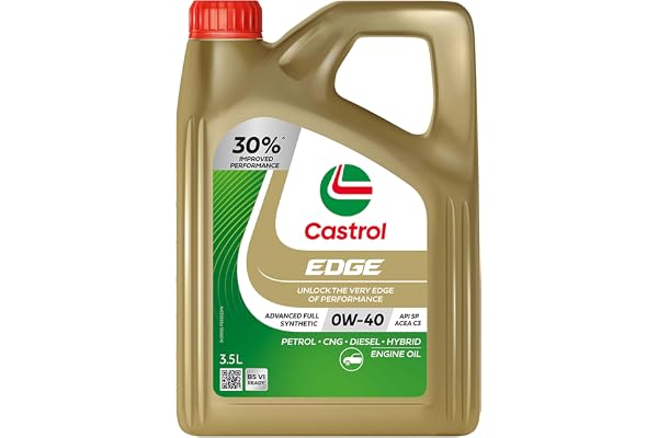 Castrol EDGE 0W-40 Advanced Full Synthetic Engine Oil Power Boost Technology 30% Improved Performance For Petrol, Diesel, CNG & Hybrid Cars 3.5L