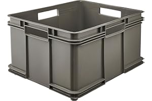 keeeper Contenedor de almacenamiento con asas, Euro-Box XXL, Plástico Procyclen, 54 l, Bruno Eco Line, Eco-Gris
