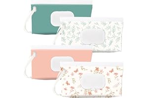SANNIX Feuchttücher Tasche für Babys, 4 Feuchttücher Tasche für Unterwegs Feuchttücherbeutel für Babys Tragbar Wiederverwendbar Wet Wipe Tasche Baby Feuchttuchspender Blumen