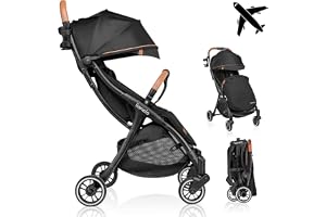 LIONELO Julie One Lätt Barnvagn för Flygplan (0–4 år), Enhandfällning | Endast 6,6 kg, Kompakt, 5-punktsbä , Justerbart Ryggstöd & Fotstöd, EVA-hjul, XXL Sufflett, upp till 22 kg