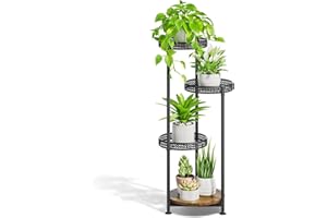 LyTaispuly 4 Etagen Metall Pflanzenständer Blumenständer Draußen, Blumenhocker Blumentreppe Blumenregal Hoch, Blumentopf Ständer Pflanzentreppe für Innen Outdoor Balkon Garten Wohnzimmer, Schwarz