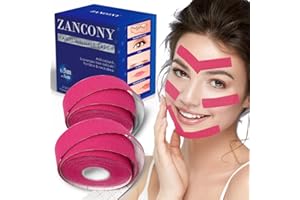 zancony Face Lifting Tape Face Tape Anti Wrinkle Tape Face Wrinkles for All Faces Crow Feet Smile Line Prevention and Reduction of Wrinkles Hypoallergenic Use Overnight 2.5 cm x 5 m