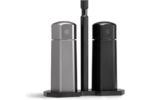 HexClad Juego de molinillos de sal y pimienta de mesa y soporte de transporte con ajustes de grosor ajustables