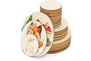 Meetory 42PCS Unfinished Blank Wood Slices, Round Pyrography Wood Blanks 3 Sizes Wooden Tags Craft for DIY Coasters, Pyrography Art, Painting, Christmas Home Decoration DIY(10cm,8cm,5cm)