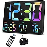Digital Clock Large Display,11.5"Digital Wall Alarm Clock with Remote Control,LED Oversized Electric Clock with Date,12/24H,A