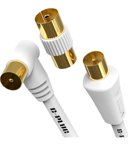 Câble Antenne TV PremiumCord - 1m, IEC Mâle/femelle, 75 Ohm - 4K UHD Compatible - Blanc