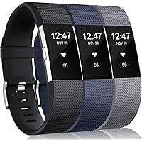Sounce Pack of 3 Belts/Straps Compatible for Fitbit Charge2 Bands Wristband Straps (3 Units) Large