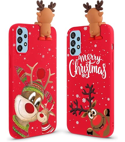 Xylota 2 Pezzi Natale Cover per Samsung Galaxy A36 5G 6,64, Trasparente Custodia Natalizia Disegno Cartoon Cervo Carina Ragazze Christmas Cover, Sottile Silicone TPU Antiurto Case, Babbo Natale 02