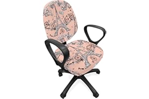 ABAKUHAUS Eiffel Bürostuhl Schonbezug, Retro Zeichen, dekorative Schutzhülle aus Stretchgewebe, Schwarz und Weiß