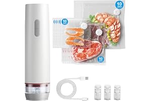 ‎AIDODIA Solite VakuumiergeräT-Solite Hand Vakuumierer Mit Usb-Aufladung|Solite VakumierergeräT FüR Lebensmittel Mit 15/30 StüCk Wiederverwendbaren Vakuumierbeuteln Kompakter KüChenhelfer (Vakuumierbeuteln×30)