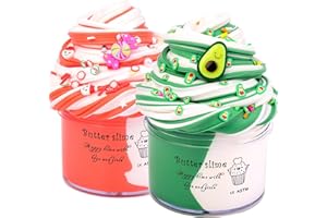 PETYUIOYU Fluffy Slime Kit for Girls,2 Pack Butter Slime for Boys,No-Sticky and Soft Dual Colors Slime,Scented Slime Party Favor Birthday Gift for Kids