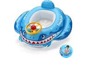 Baby Swimming Float Acemall Baby Swimming Ring Swim Inflatable Trainer, Swimming Waist Floats Ring with Seat, Steering Wheel, Water Gun, Pool Float Boat for Infant/Toddler 10-36 M, 1-4 Years, 26inch