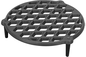 WELL GRILL Round Cast Iron Cooking Grate with 3 Legs for 4.5 QT Dutch Oven, Rocket Oven, Diameter 22 cm, Stacking Grate, Grill Plate, Cast Iron Grate for Outdoor and Indoor, Dutch Oven Accessories