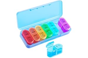 Betife Pill Box Organiser 7 Day 2 Times a Day, Weekly Tablet Organiser AM PM, Daily Dossett Pill Case with 14 Large Slots for Medicine, Travel Medication Organizer for Vitamin Supplement (Blue)