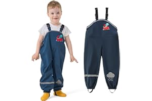 JinBei Enfant Pantalon de Pluie, Garçon Fille Imperméable Coupe-Vent Pantalon Respirant Légères Salopette de Pluie avec Reflechissant d'extérieur Boue Pluie Vêtements Randonnée Camping, 2-7 Ans