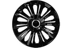 NRM Centurion Lot de 4 enjoliveurs Extra forts Noir laqué 15"