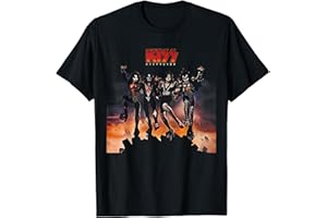 KISS - 1976 Zerstörer T-Shirt, Damen, Fans von Kiss, Musikliebhaber, Jugendliche, Erwachsene, Unisex, Kurzarm, Klassisch, Schwarz, S