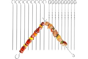 LAHVIUU Brochettes pour Barbecue, 20 Pièces 30cm Brochettes en Acier Inoxydable Pique a Brochette Pince Barbecue Pic Brochette Inox Brochettes à Viande, pour Parties Légumes