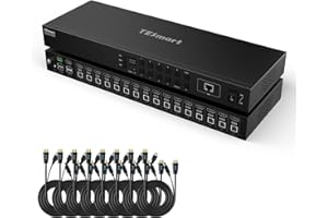 TESmart 16x1 HDMI KVM Switch, 16ports 1U Rack Mount KVM Switch, 4K@30Hz USB2.0 KVM Enterprise-Grade, Support EDID Emulator | Auto Scan | Hotkey Switch | IR Remote| RS232 | IP Control (HKS1601-EB23)