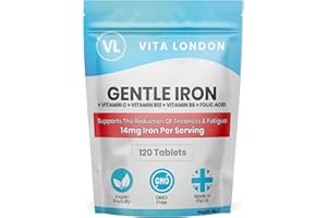 VL VITA LONDON Iron Tablets | Gentle Iron Supplements for Women & Men | 120 High Strength Tablets 14mg | Added Vitamin C, B12, B6 + Folic Acid | UK Made, Vegan