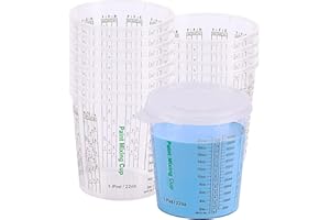 CANOPUS Mehrzweck Lackmischbecher Mit Deckel für Farbe, Polyester, Epoxid und Harz, 650ml (12er Packung) Plastikbecher, Kunststoff Messbecher mit 3 Deckel, Labor und Malerei Zubehör, Paint Mixing