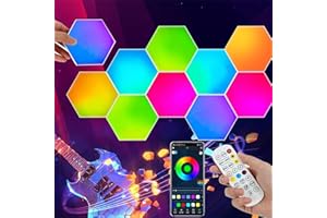 PANNGU 10 szt. sześciokątnych paneli LED, sześciokątna, gamingowa lampa ścienna, RGB Smart LED o strukturze plastra miodu [klasa energetyczna G]