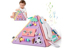 Ovshnrr Planche Activité Montessori, Busy Board Bois Tableau Montessori pour Enfant, Jouets Sensoriels pour Enfant 1 2 3 Ans Développer la Motricité Fine des Enfants