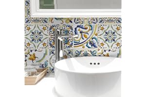 RE-COVERTILES - Adesivi per Piastrelle Bagno e Cucina 24 Pz 10x10 cm - PS00079 Decorazione murale in PVC impermeabile mattonelle mosaico stile cementine Azulejos