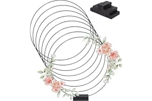 IXYDOR 8 Stück 30cm Metallringe zum Basteln Gold mit Holzständer mit Fuß, Schwarz Metallringe mit 8 Stück Holzständern Drahtringe Deko Ringe für Hochzeitskranz, Weihnachtsdekoration, Traumfänger DIY Handwerk